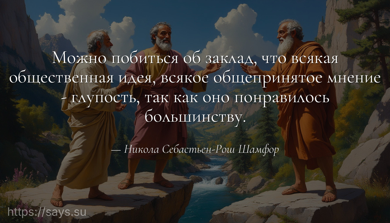 Можно побиться об заклад, что всякая общественная идея, всякое общепринятое мнение - глупость, так как оно понравилось большинству.