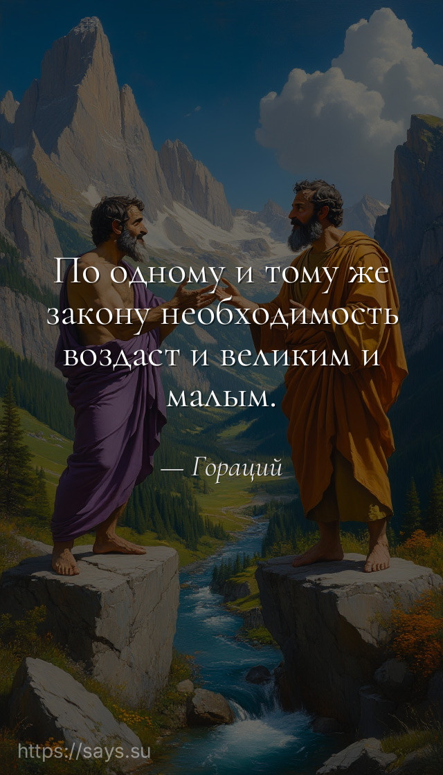 По одному и тому же закону необходимость воздаст и великим и малым.