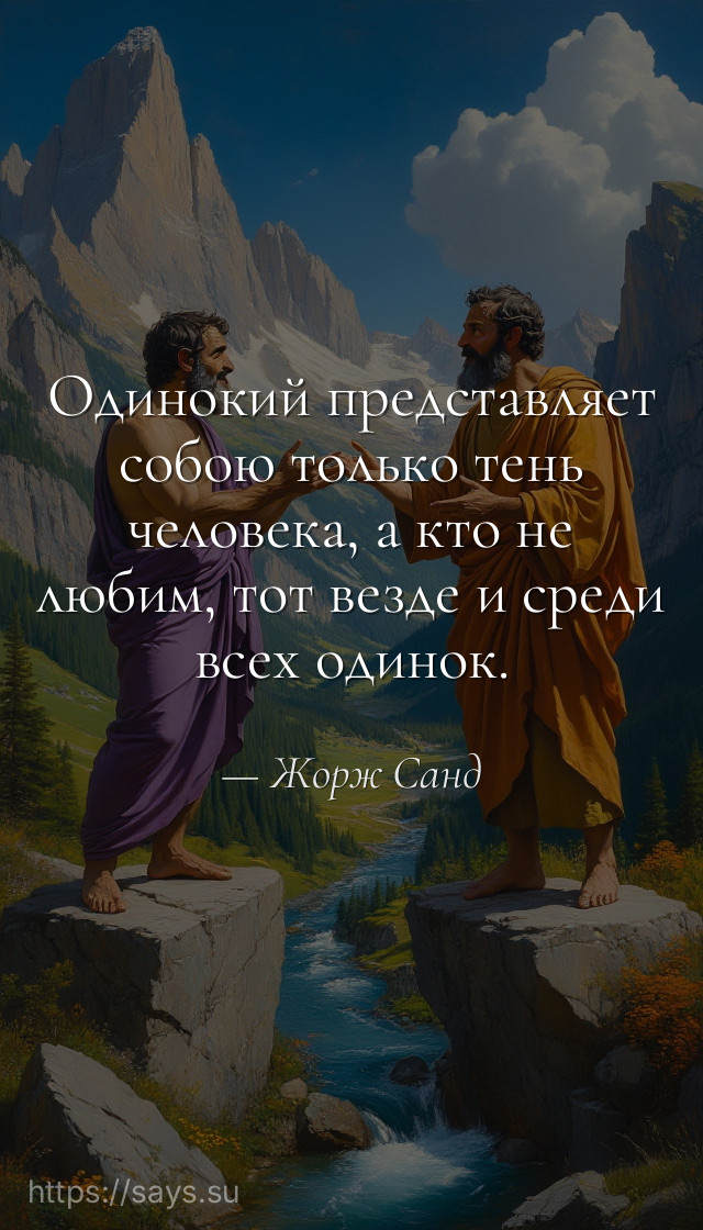 Одинокий представляет собою только тень человека, а кто не любим, тот везде и среди всех одинок.