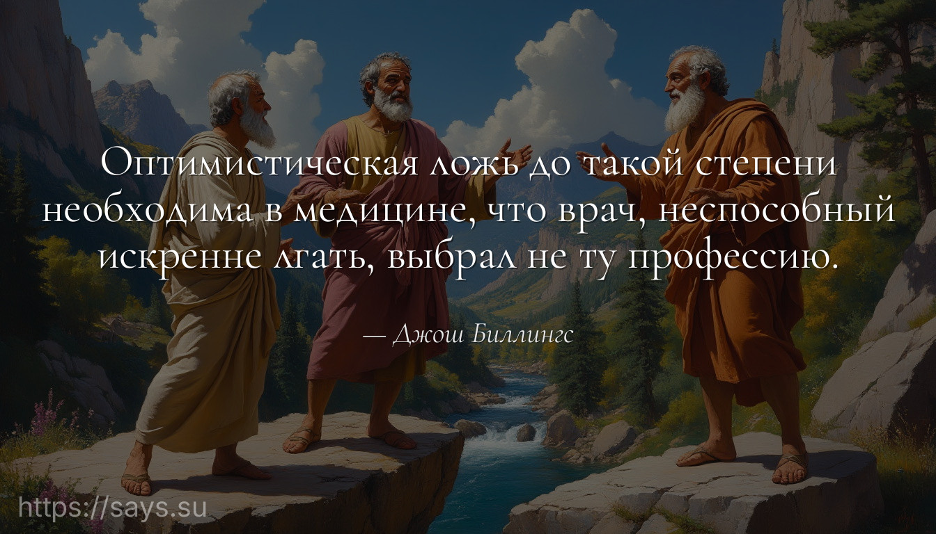 Оптимистическая ложь до такой степени необходима в медицине, что врач, неспособный искренне лгать, выбрал не ту профессию.