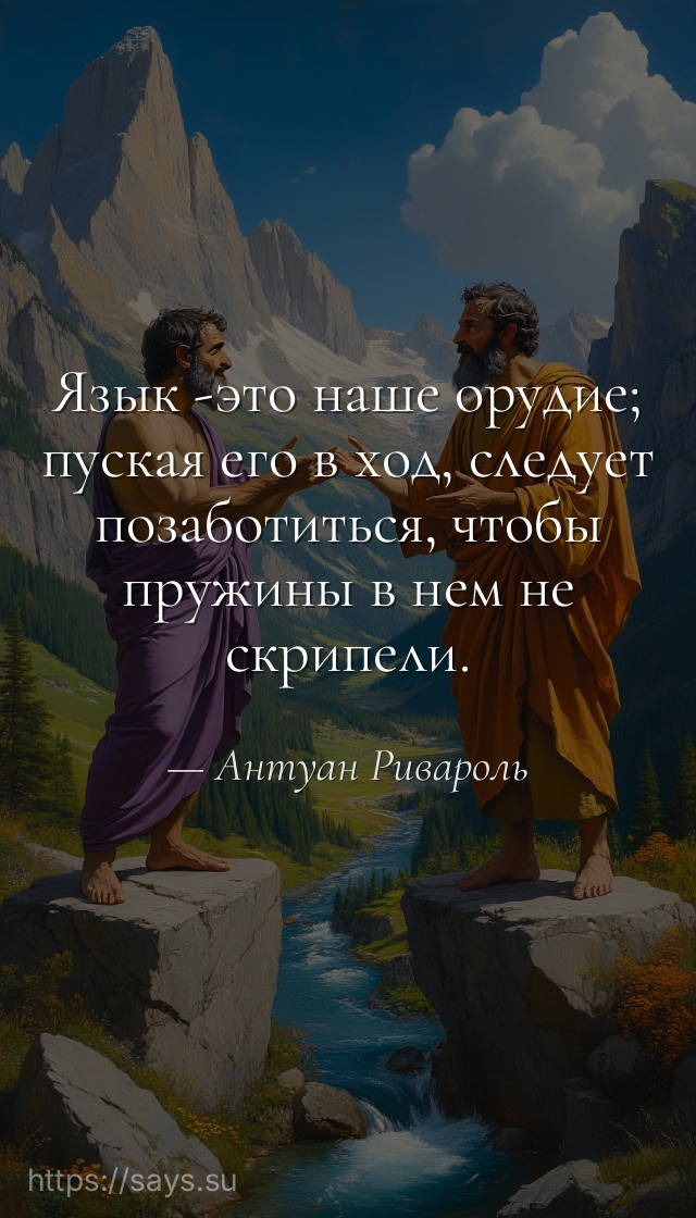 Язык -это наше орудие; пуская его в ход, следует позаботиться, чтобы пружины в нем не скрипели.