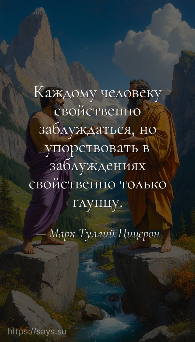 Каждому человеку свойственно заблуждаться, но упорствовать в заблуждениях свойственно только глупцу.