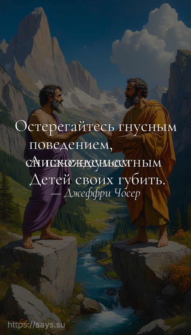Остерегайтесь гнусным поведением, <br />А паче неуместным снисхожденьем<br /> Детей своих губить.
