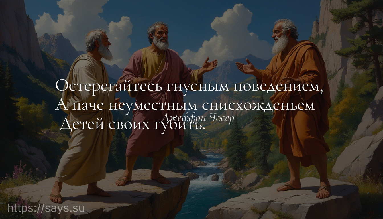 Остерегайтесь гнусным поведением, <br />А паче неуместным снисхожденьем<br /> Детей своих губить.