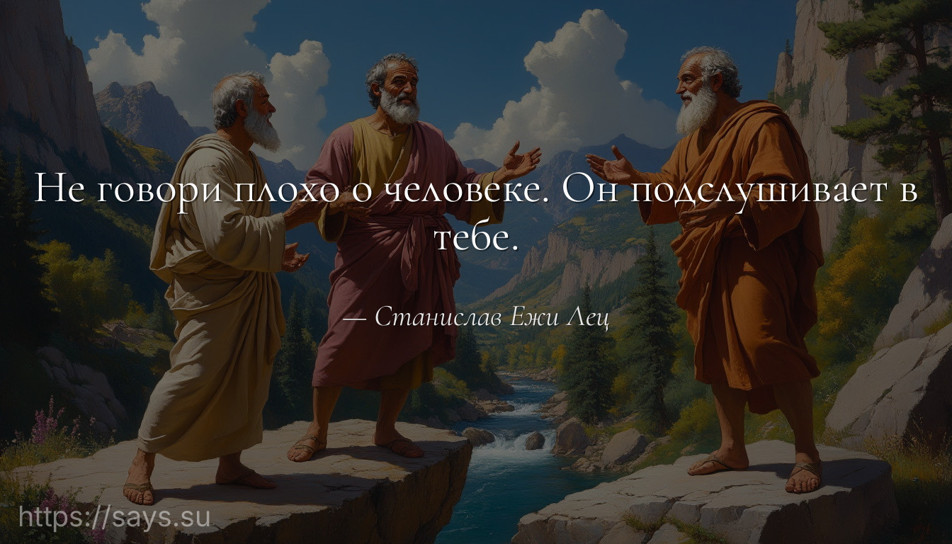 Не говори плохо о человеке. Он подслушивает в тебе.