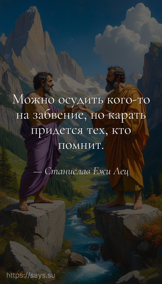 Можно осудить кого-то на забвение, но карать придется тех, кто помнит.