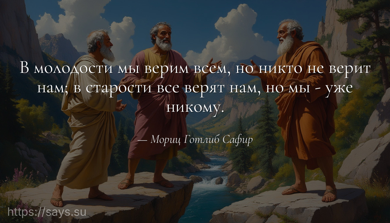 В молодости мы верим всем, но никто не верит нам; в старости все верят нам, но мы - уже никому.