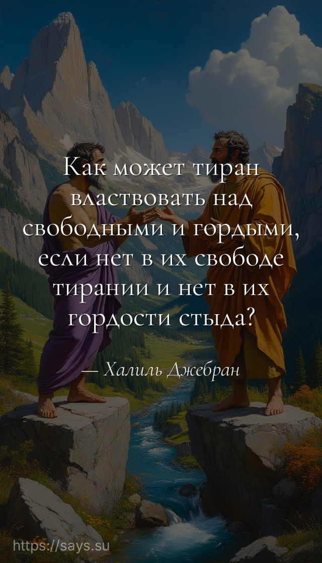 Как может тиран властвовать над свободными и гордыми, если нет в их свободе тирании и нет в их гордости стыда?