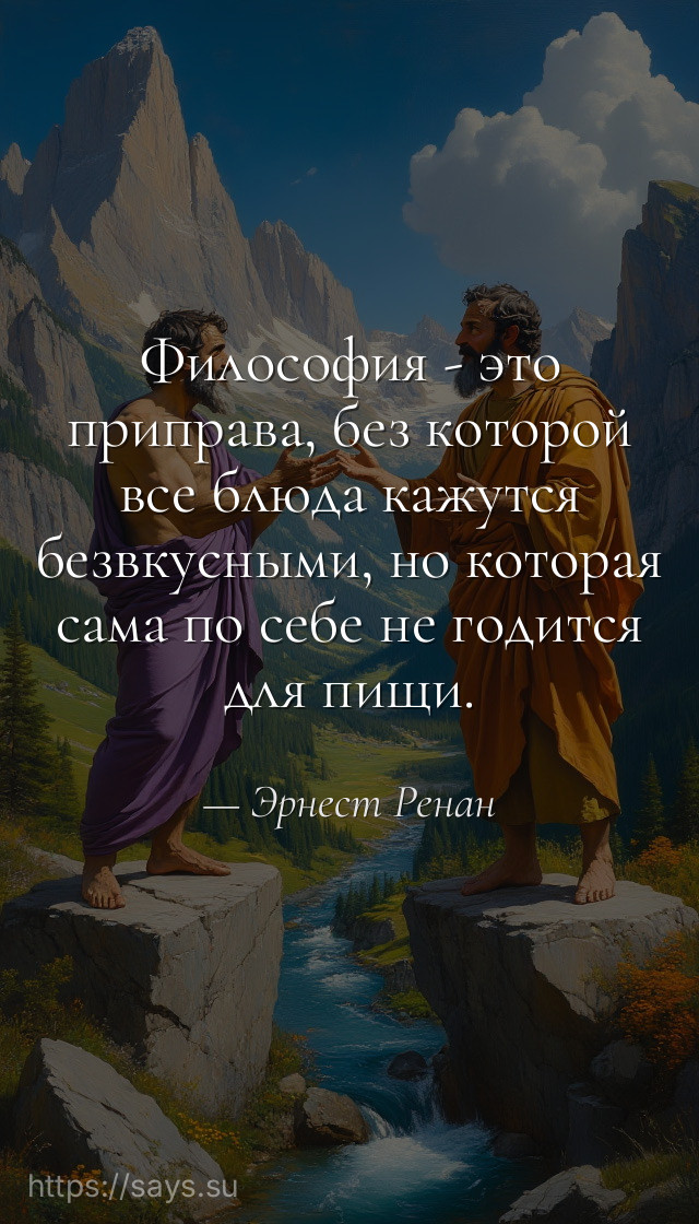 Философия - это приправа, без которой все блюда кажутся безвкусными, но которая сама по себе не годится для пищи.