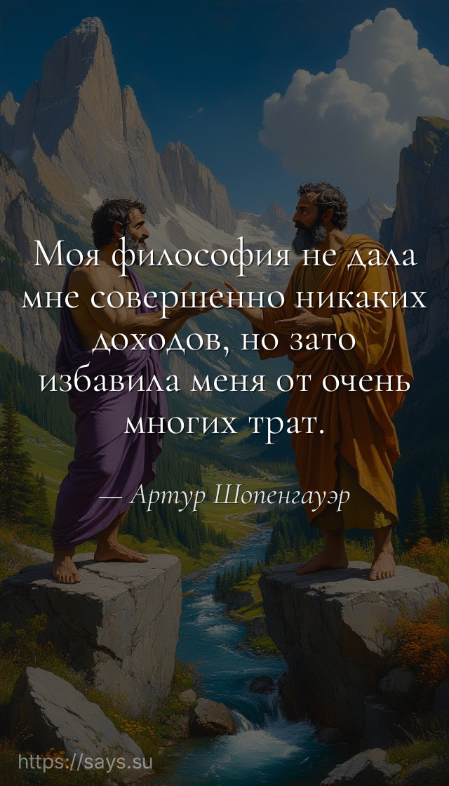 Моя философия не дала мне совершенно никаких доходов, но зато избавила меня от очень многих трат.
