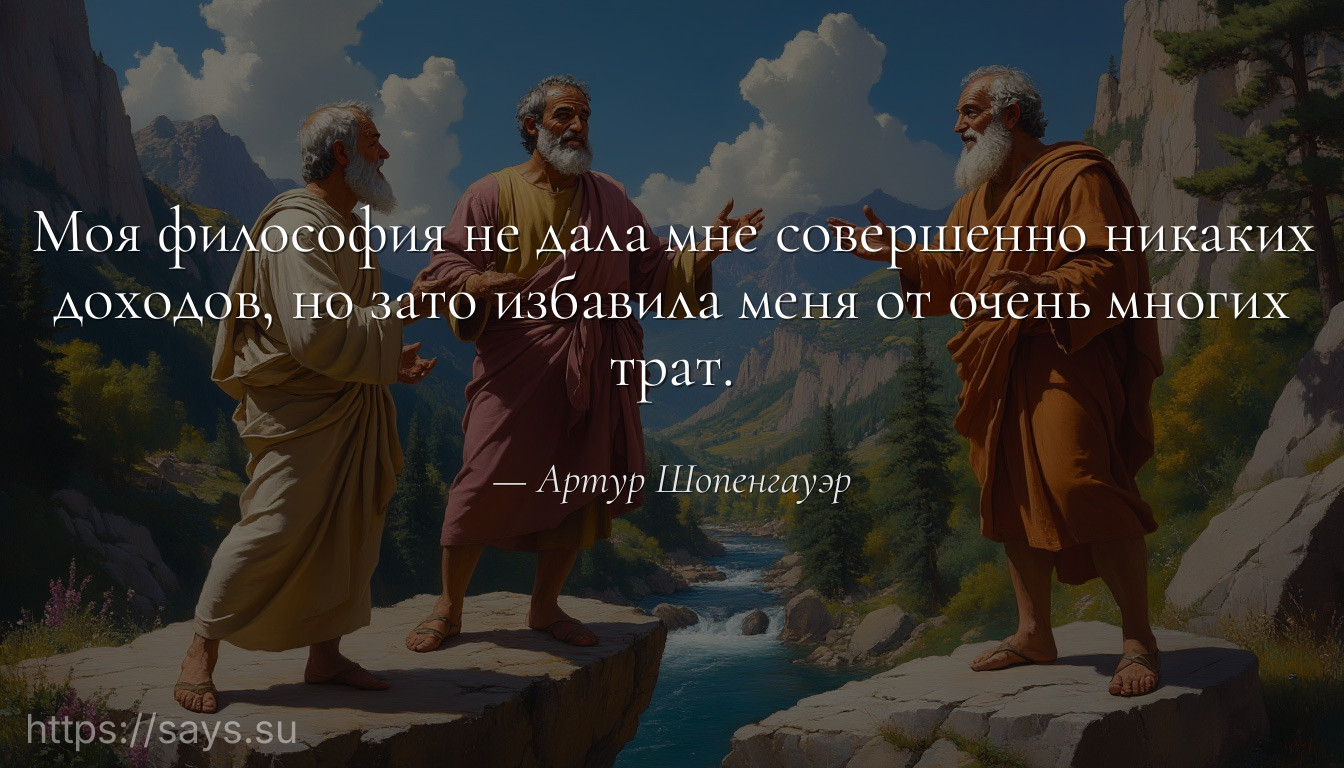 Моя философия не дала мне совершенно никаких доходов, но зато избавила меня от очень многих трат.
