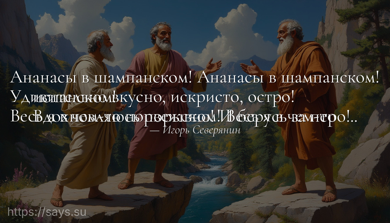 Ананасы в шампанском! Ананасы в шампанском!<br />Удивительно вкусно, искристо, остро!<br />Весь я в чем-то норвежском! Весь я в чем-то испанском!<br />Вдохновляюсь порывно! И берусь за перо!..