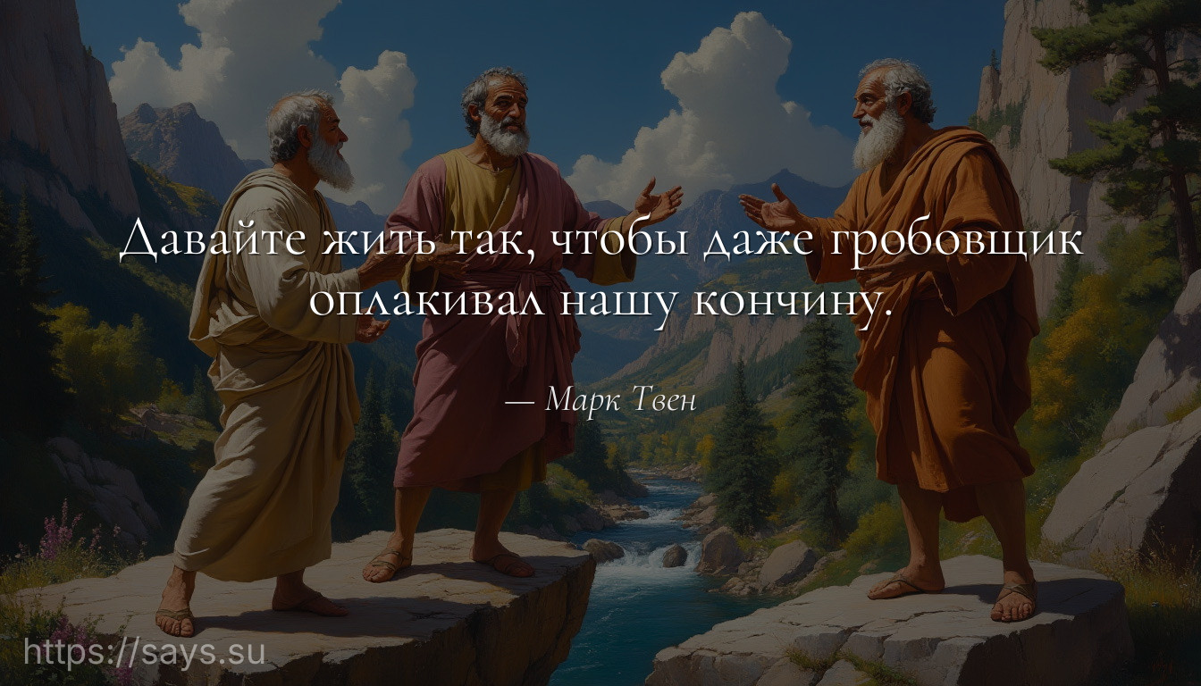 Давайте жить так, чтобы даже гробовщик оплакивал нашу кончину.
