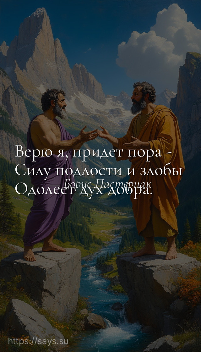 Верю я, придет пора - <br />Силу подлости и злобы <br />Одолеет дух добра.