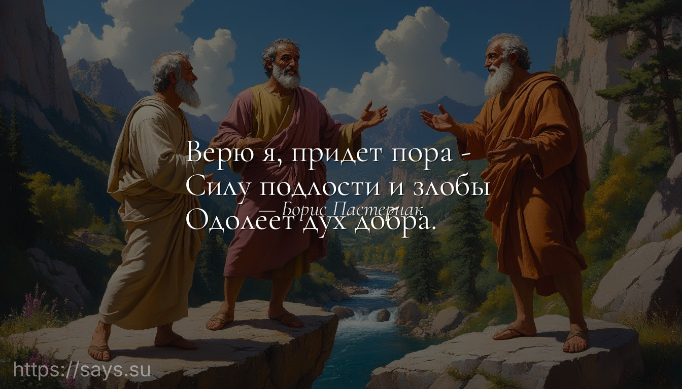 Верю я, придет пора - <br />Силу подлости и злобы <br />Одолеет дух добра.