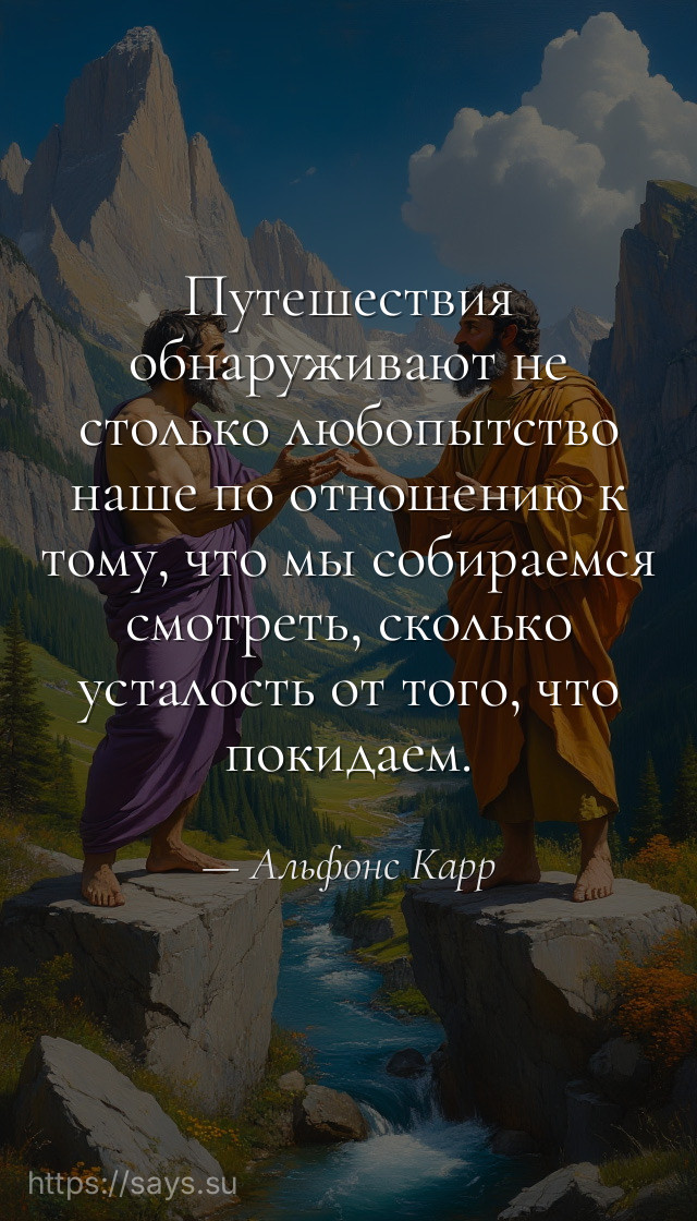 Путешествия обнаруживают не столько любопытство наше по отношению к тому, что мы собираемся смотреть, сколько усталость от того, что покидаем.