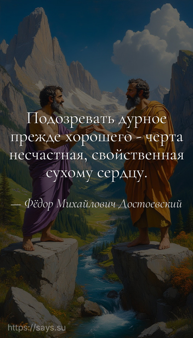 Подозревать дурное прежде хорошего - черта несчастная, свойственная сухому сердцу.