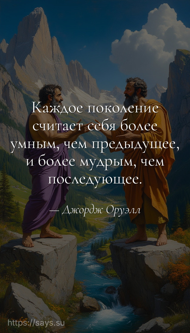 Каждое поколение считает себя более умным, чем предыдущее, и более мудрым, чем последующее.