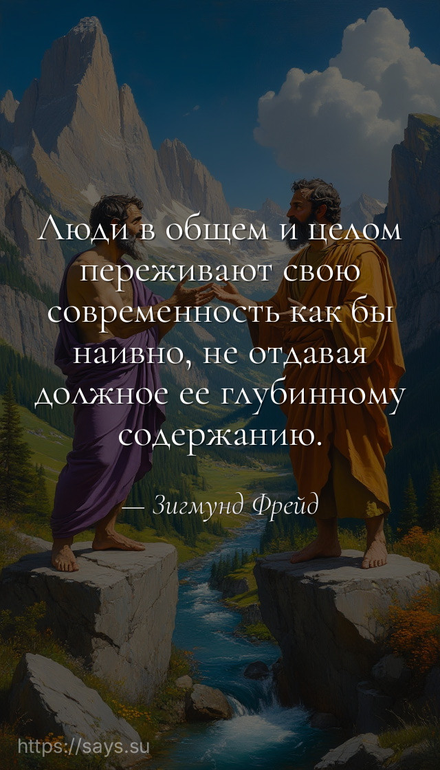 Люди в общем и целом переживают свою современность как бы наивно, не отдавая должное ее глубинному содержанию.