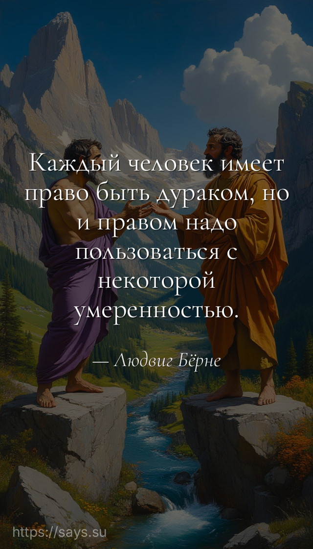Каждый человек имеет право быть дураком, но и правом надо пользоваться с некоторой умеренностью.