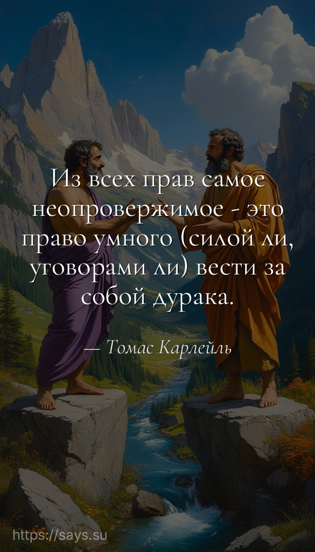 Из всех прав самое неопровержимое - это право умного (силой ли, уговорами ли) вести за собой дурака.