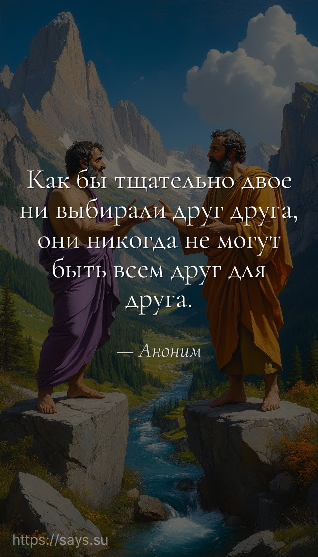 Как бы тщательно двое ни выбирали друг друга, они никогда не могут быть всем друг для друга.
