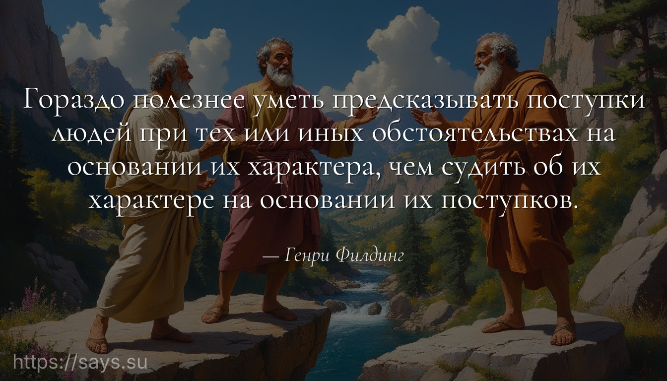 Гораздо полезнее уметь предсказывать поступки людей при тех или иных обстоятельствах на основании их характера, чем судить об их характере на основании их поступков.