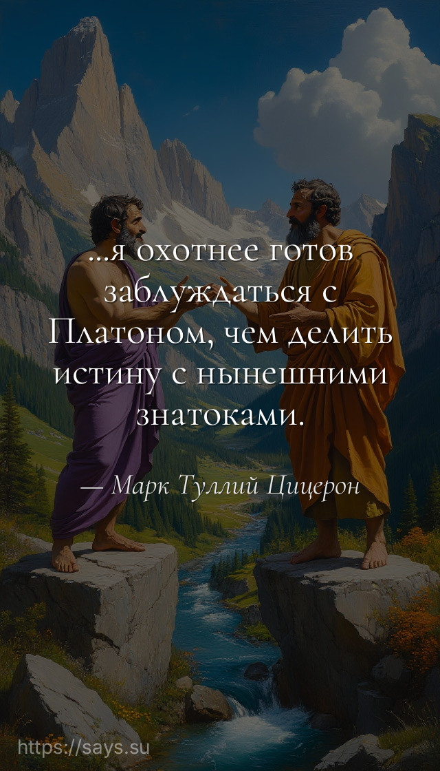 ...я охотнее готов заблуждаться с Платоном, чем делить истину с нынешними знатоками.