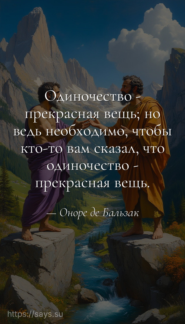 Одиночество - прекрасная вещь; но ведь необходимо, чтобы кто-то вам сказал, что одиночество - прекрасная вещь.