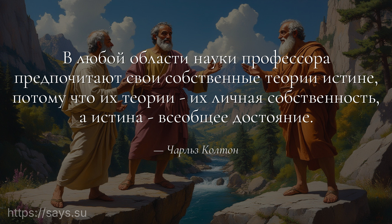 В любой области науки профессора предпочитают свои собственные теории истине, потому что их теории - их личная собственность, а истина - всеобщее достояние.