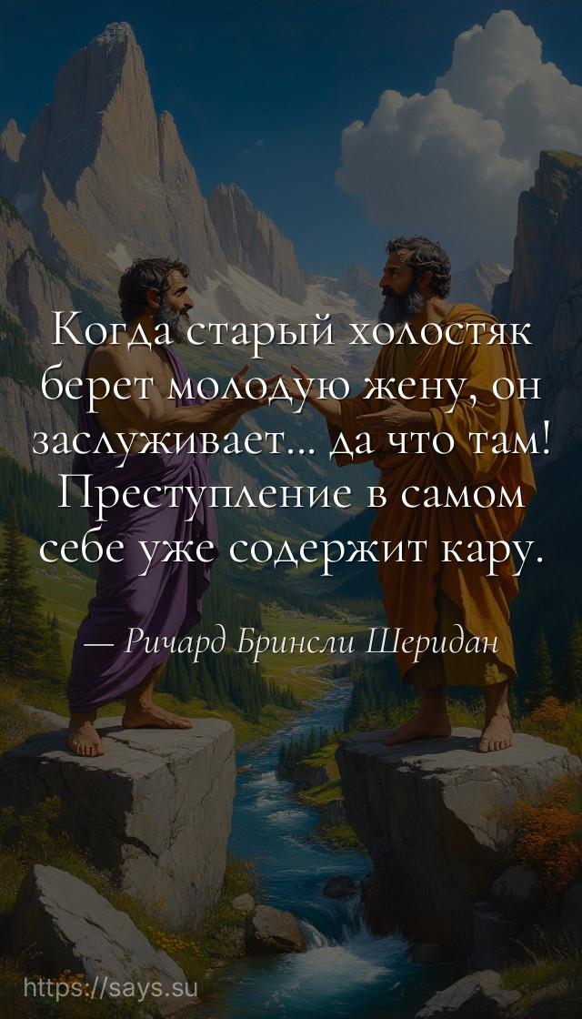 Когда старый холостяк берет молодую жену, он заслуживает... да что там! Преступление в самом себе уже содержит кару.