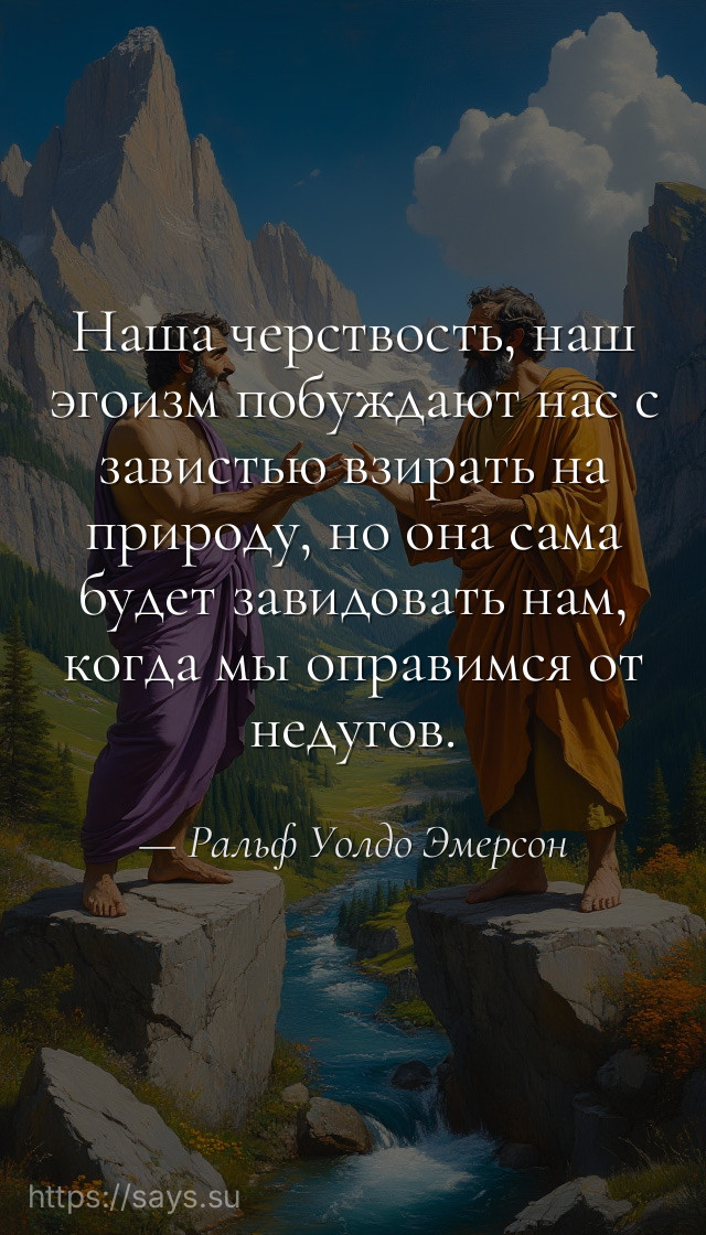 Наша черствость, наш эгоизм побуждают нас с завистью взирать на природу, но она сама будет завидовать нам, когда мы оправимся от недугов.