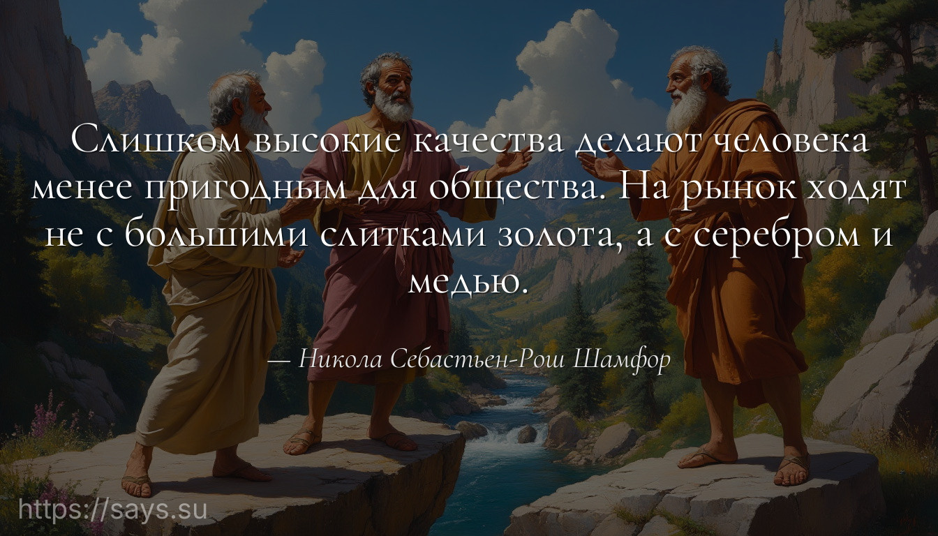 Слишком высокие качества делают человека менее пригодным для общества. На рынок ходят не с большими слитками золота, а с серебром и медью.