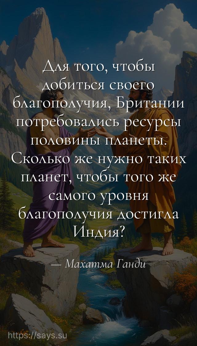 Для того, чтобы добиться своего благополучия, Британии потребовались ресурсы половины планеты. Сколько же нужно таких планет, чтобы того же самого уровня благополучия достигла Индия?
