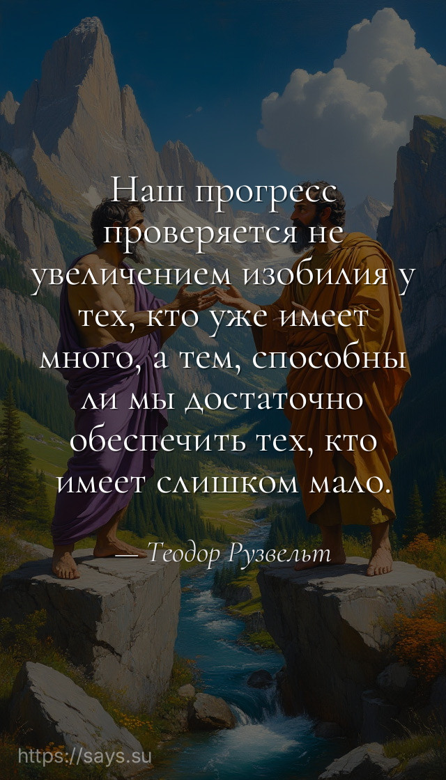 Наш прогресс проверяется не увеличением изобилия у тех, кто уже имеет много, а тем, способны ли мы достаточно обеспечить тех, кто имеет слишком мало.