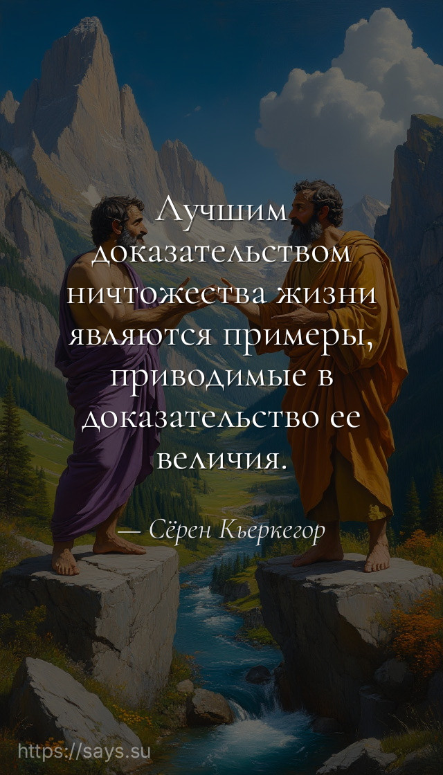Лучшим доказательством ничтожества жизни являются примеры, приводимые в доказательство ее величия.