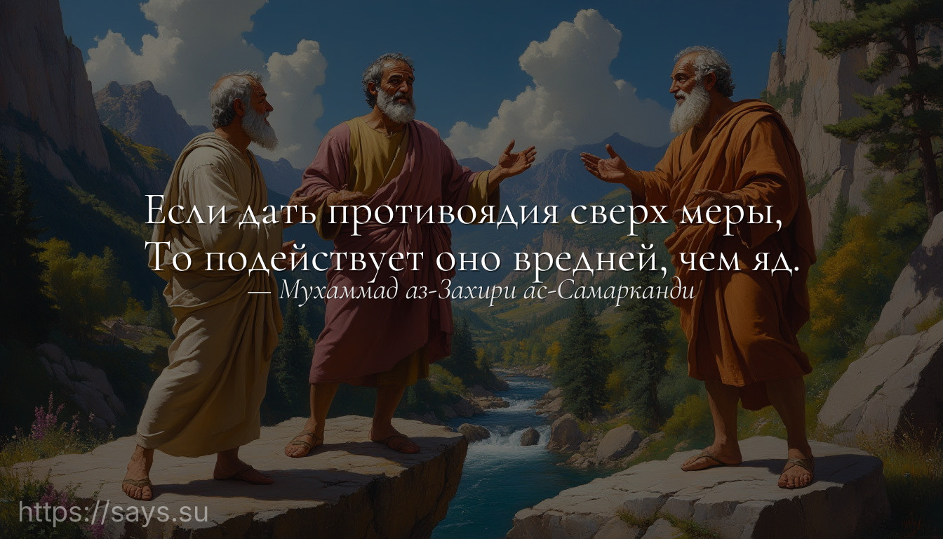 Если дать противоядия сверх меры, <br />То подействует оно вредней, чем яд.