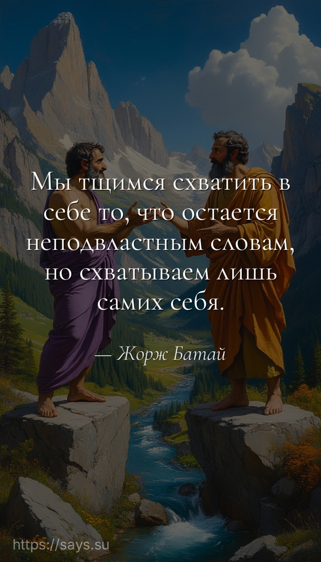 Мы тщимся схватить в себе то, что остается неподвластным словам, но схватываем лишь самих себя.