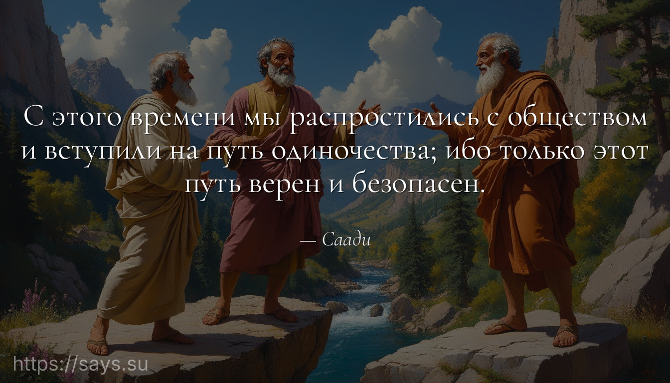 С этого времени мы распростились с обществом и вступили на путь одиночества; ибо только этот путь верен и безопасен.
