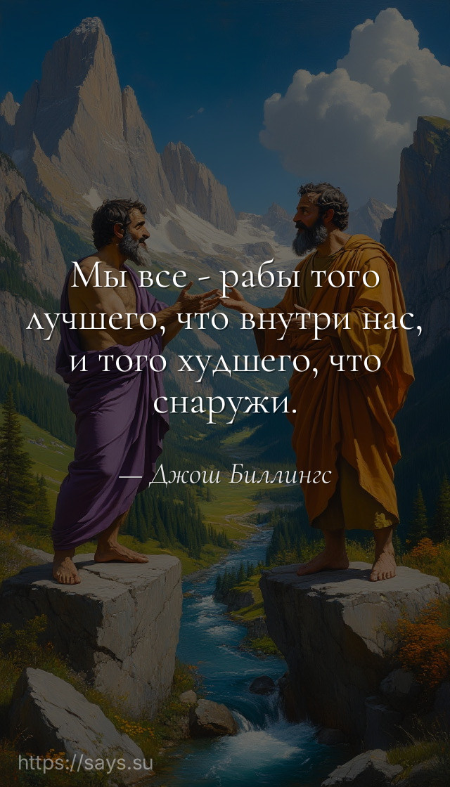 Мы все - рабы того лучшего, что внутри нас, и того худшего, что снаружи.