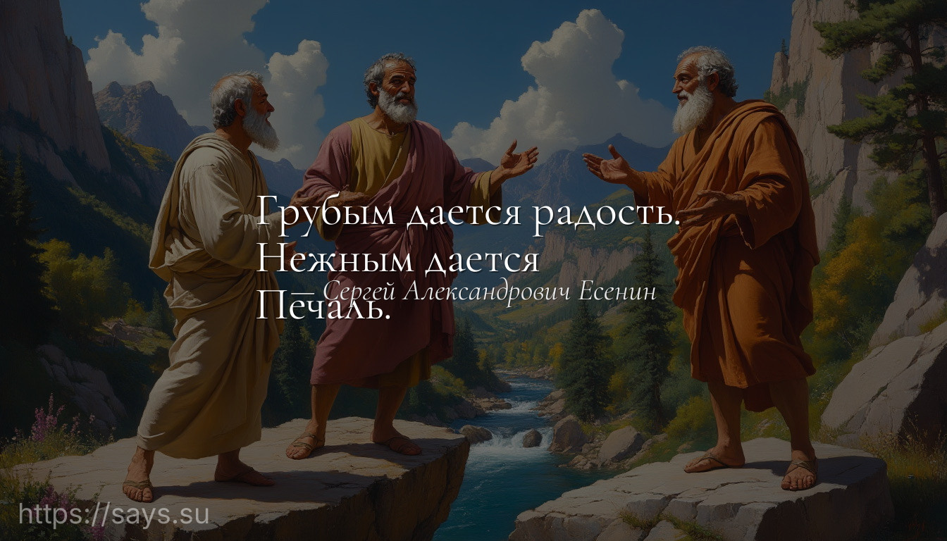 Грубым дается радость. <br />Нежным дается <br />Печаль.