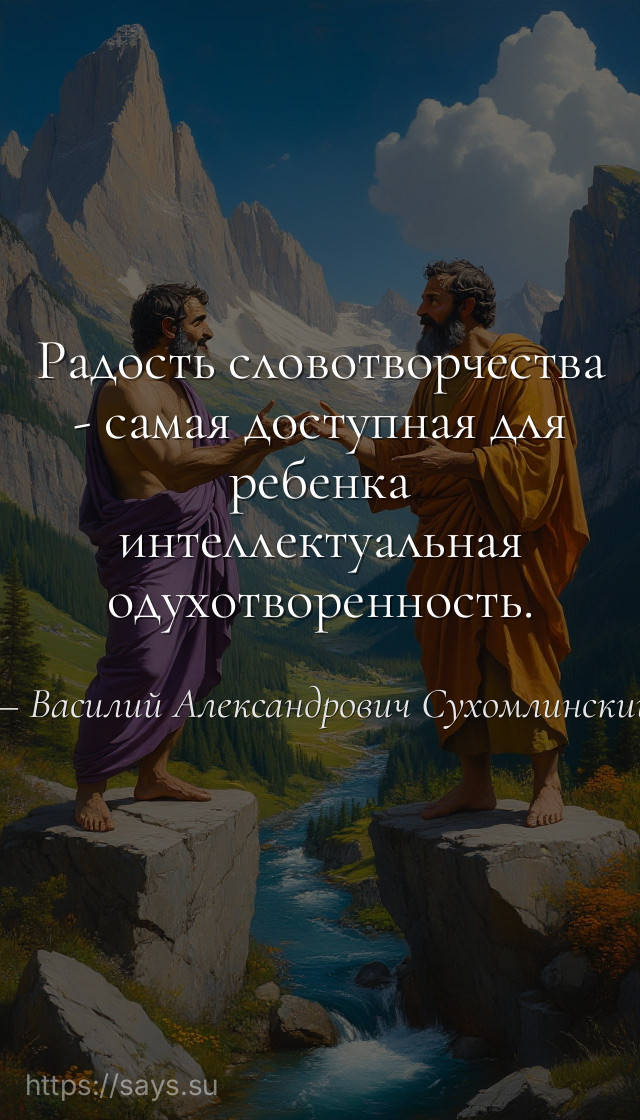 Радость словотворчества - самая доступная для ребенка интеллектуальная одухотворенность.