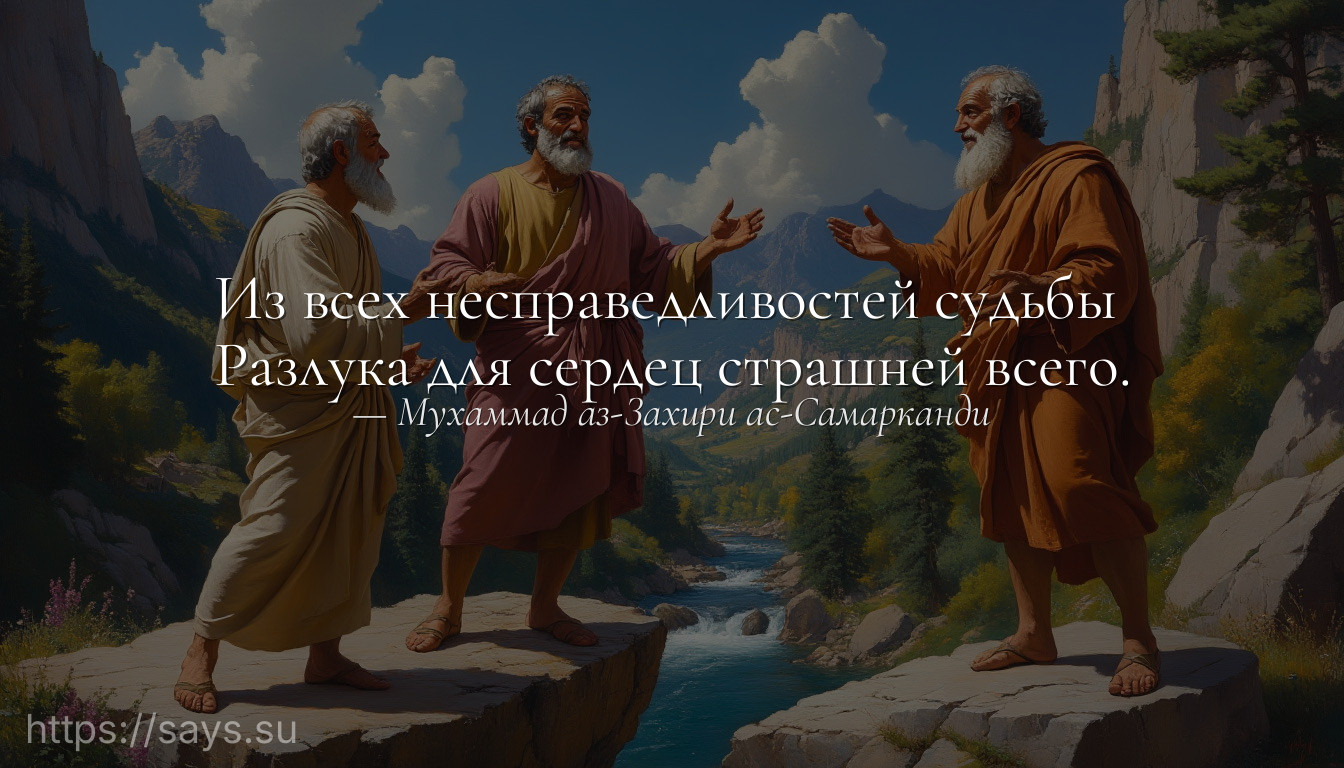 Из всех несправедливостей судьбы <br />Разлука для сердец страшней всего.