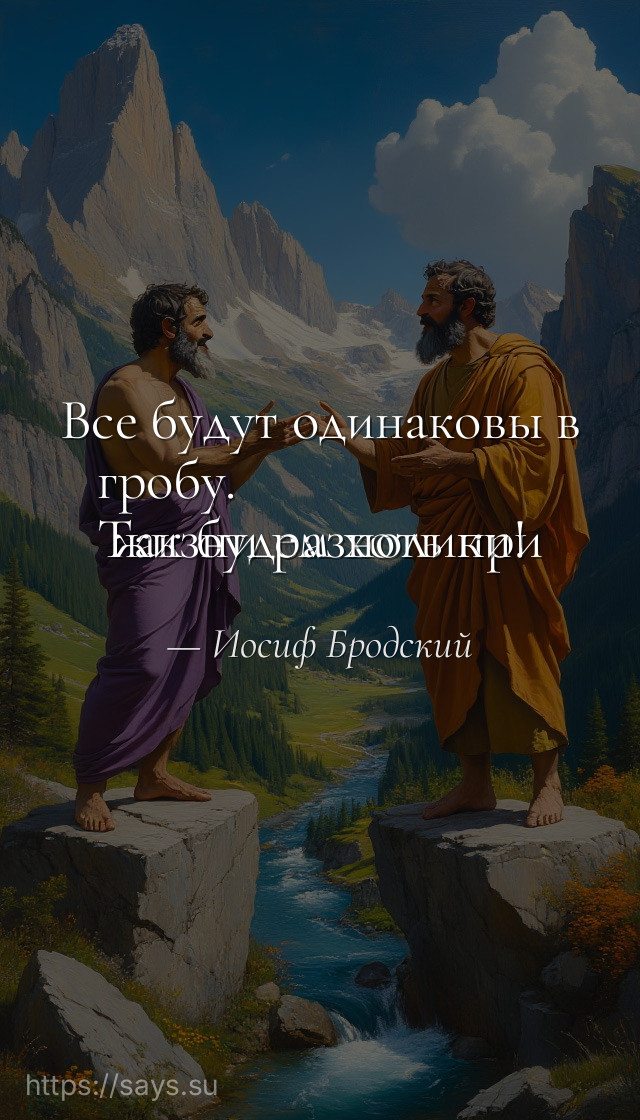 Все будут одинаковы в гробу. <br />Так будем хоть при жизни разнолики!