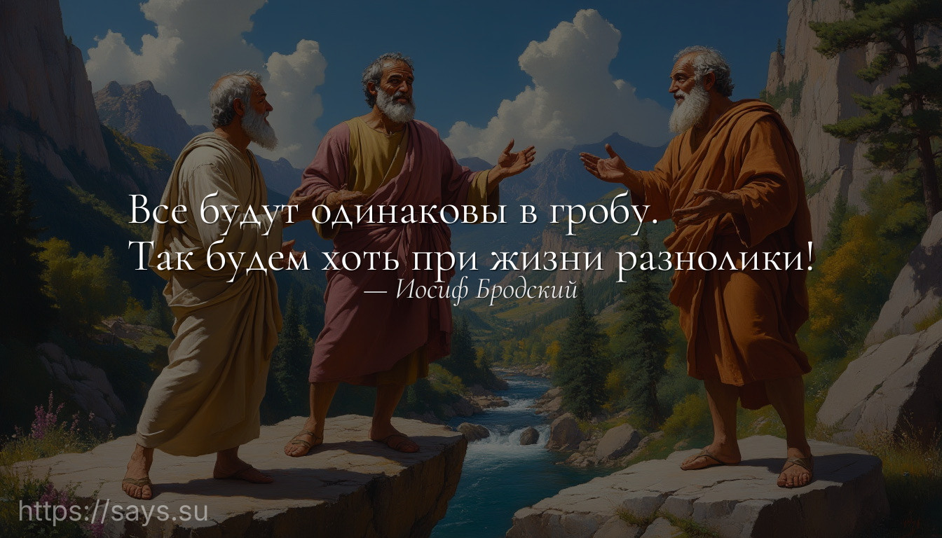 Все будут одинаковы в гробу. <br />Так будем хоть при жизни разнолики!