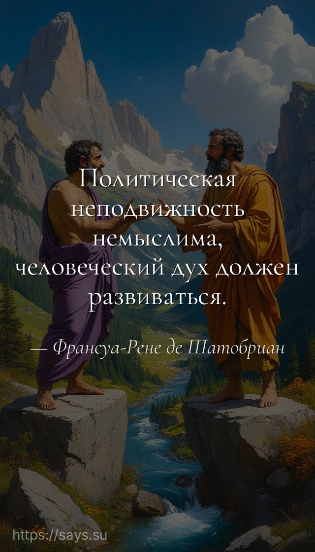 Политическая неподвижность немыслима, человеческий дух должен развиваться.