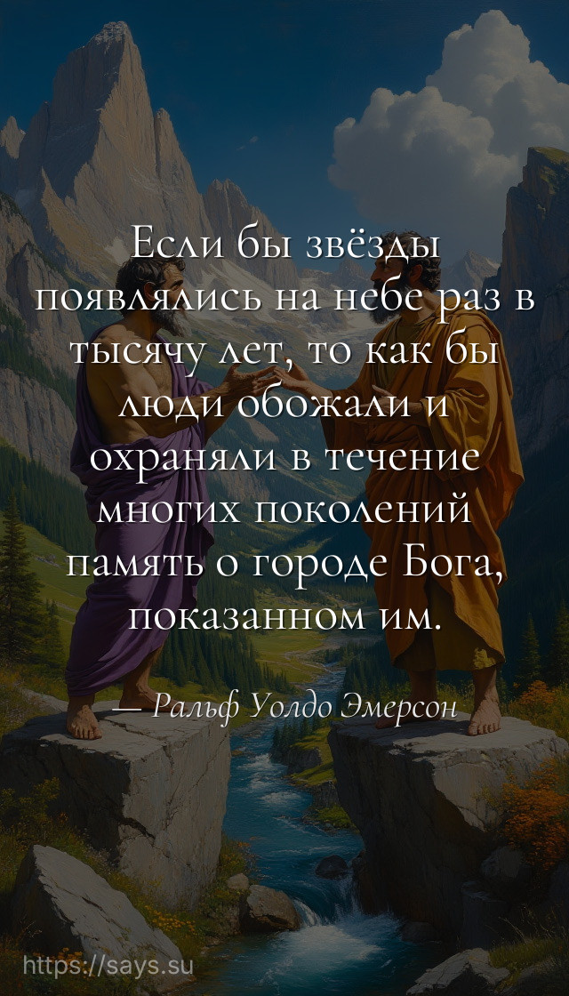 Если бы звёзды появлялись на небе раз в тысячу лет, то как бы люди обожали и охраняли в течение многих поколений память о городе Бога, показанном им.