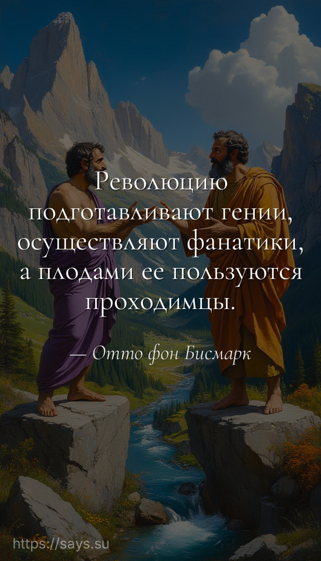 Революцию подготавливают гении, осуществляют фанатики, а плодами ее пользуются проходимцы.