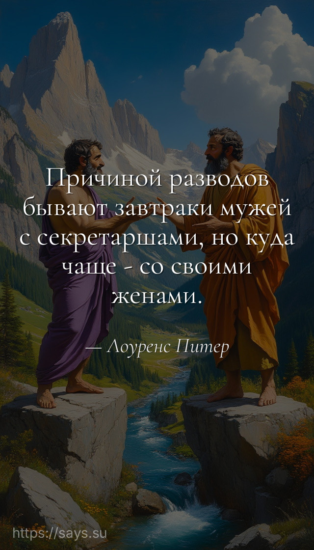 Причиной разводов бывают завтраки мужей с секретаршами, но куда чаще - со своими женами.