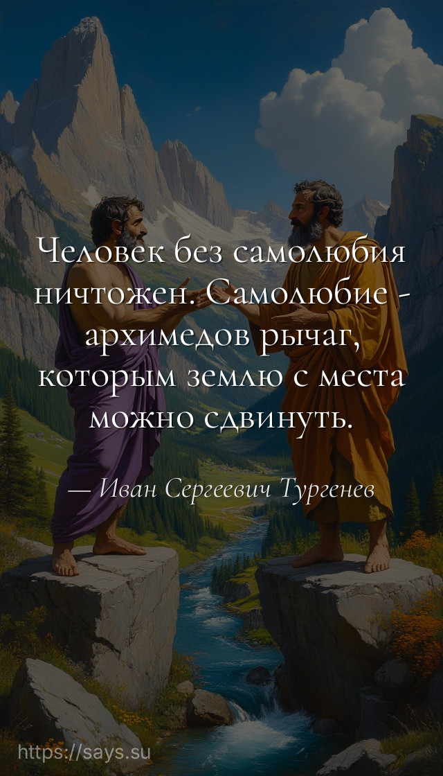 Человек без самолюбия ничтожен. Самолюбие - архимедов рычаг, которым землю с места можно сдвинуть.